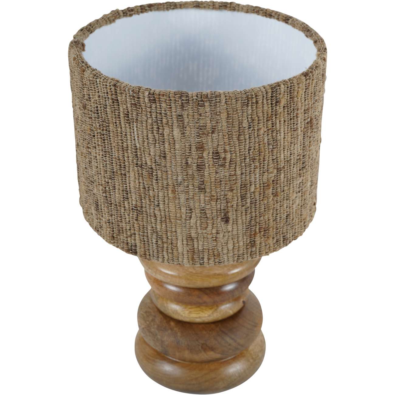 Leon Solid Wood Table Lamp with Natural Silk Jute Shade Small